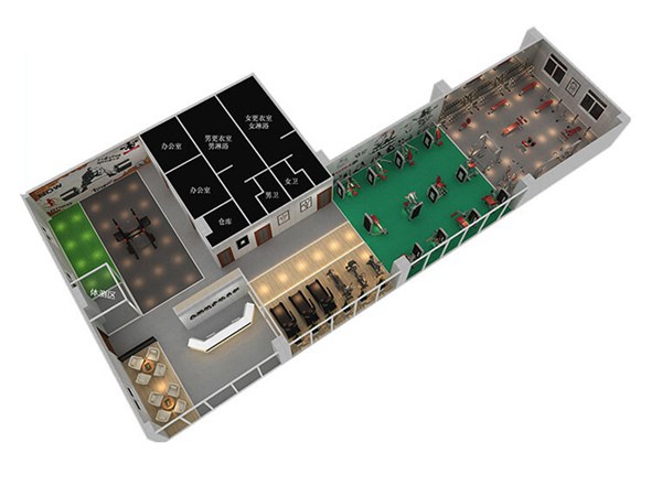 800平方健身房配置方案-广西开元体育健身器材有限公司