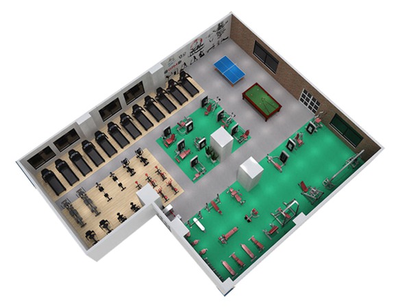 1000平方健身房配置方案-广西开元体育健身器材有限公司