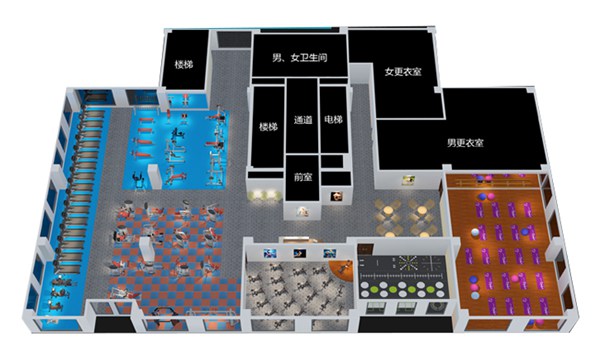 1500平方健身房配置方案-广西开元体育健身器材有限公司