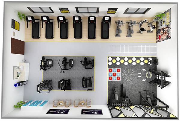 120平方健身房配置方案-广西开元体育健身器材有限公司
